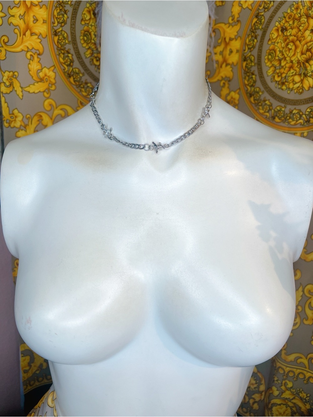 Silver vintage Choker 14” to 16” spiky knot necklace - Picture 7 of 7
